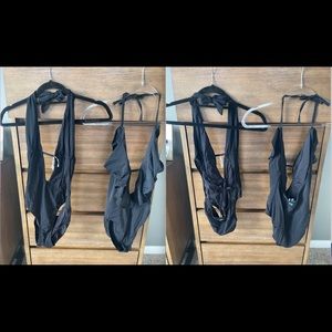 2 Jantzen swim suits black one piece -woman small